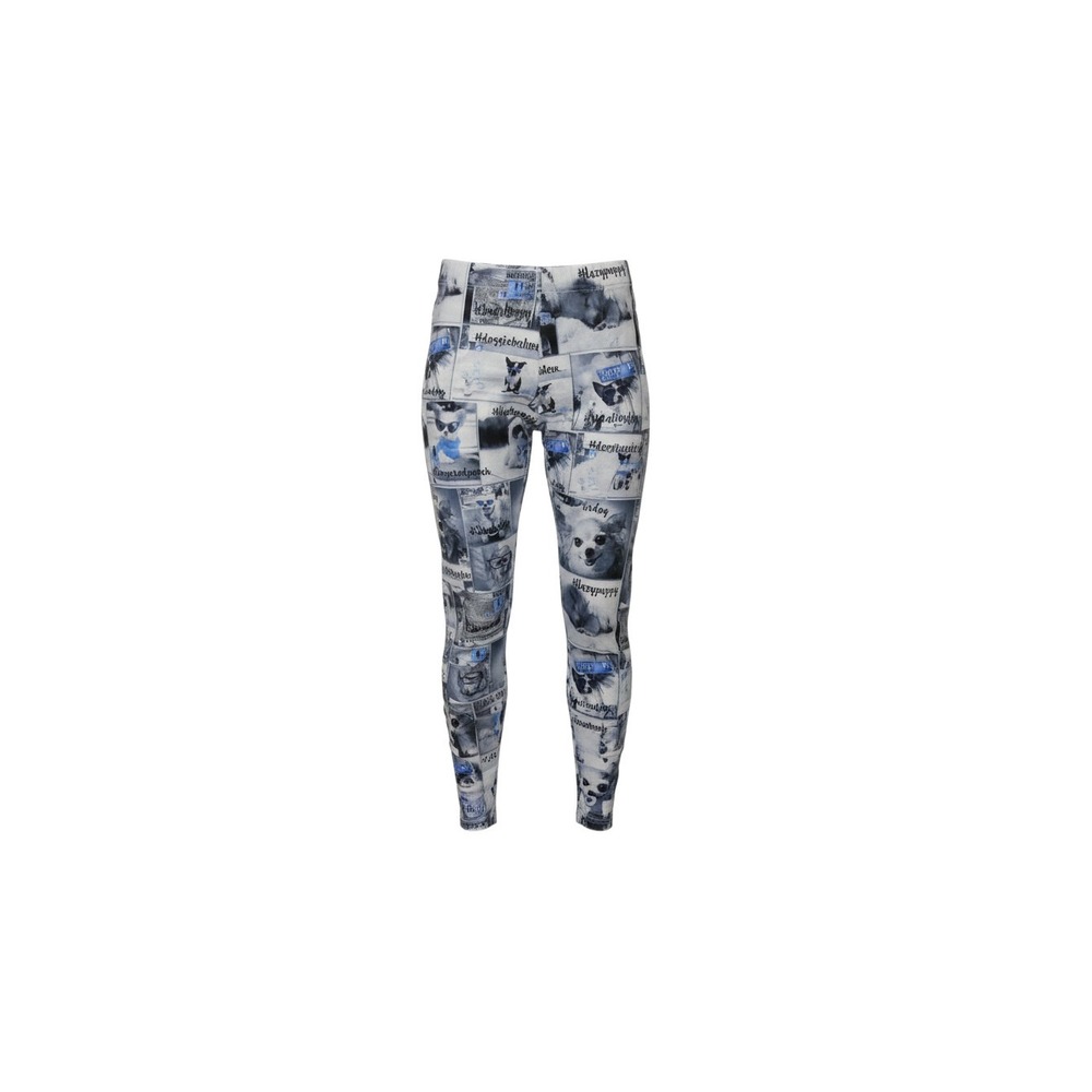 Justice Leggings Girls 18 Gray Dog Hashtag Print Full Length Stretch Pants